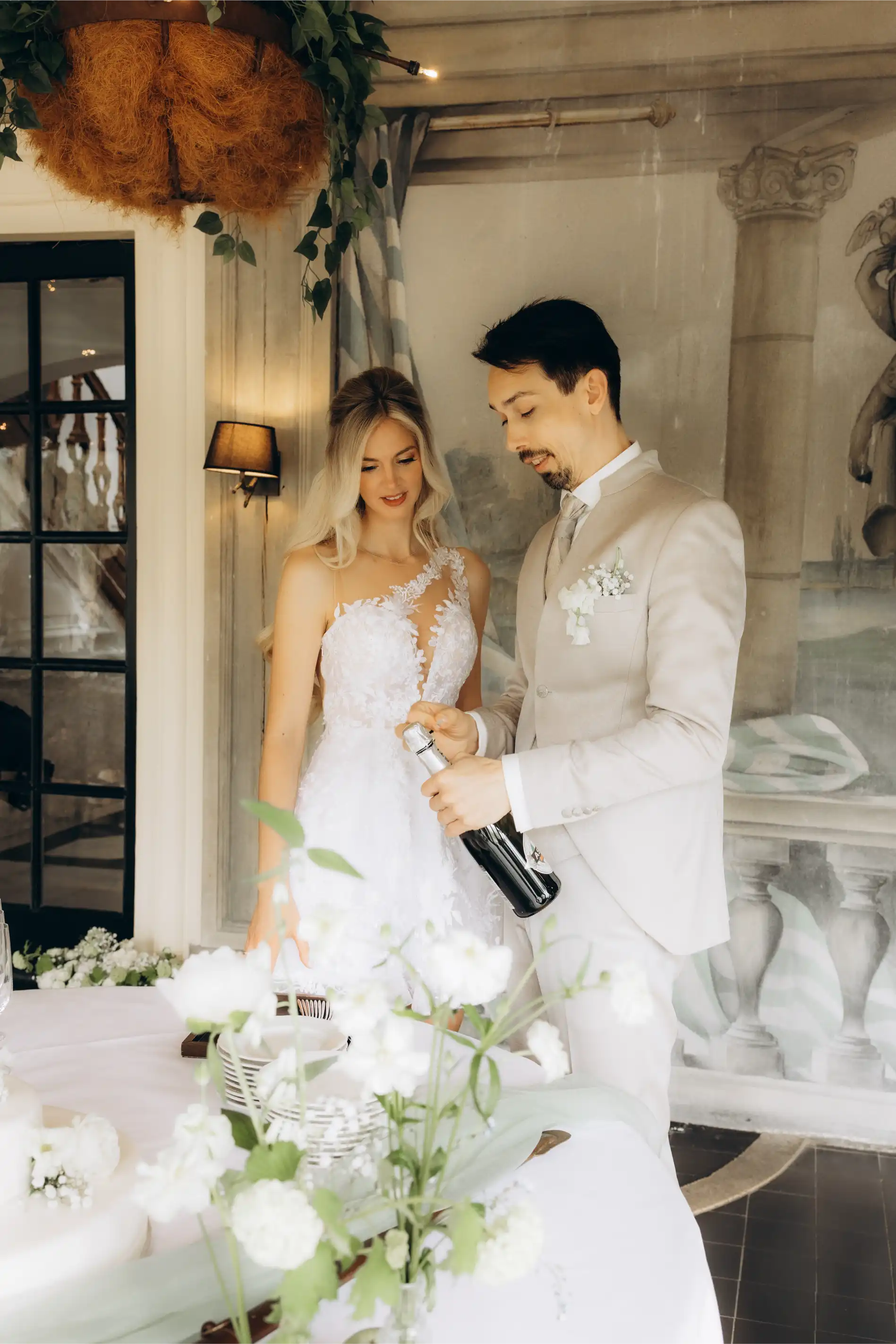 Detail van luxe bloemstuk